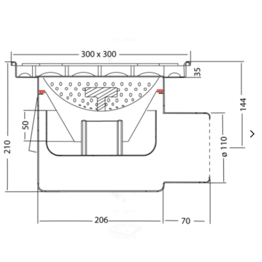 Vidange  antidérapante en acier inoxydable | 100 l/min