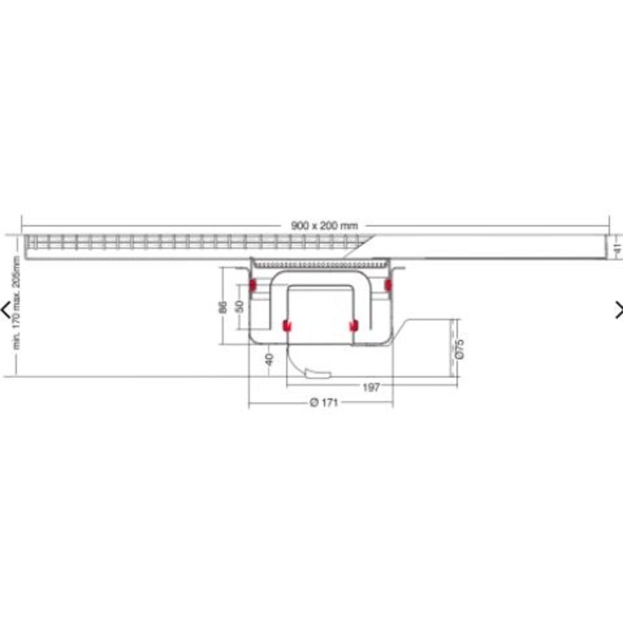 Caniveau en acier inoxydable | 900 mm