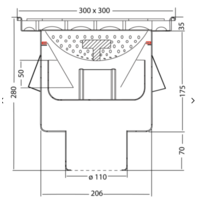 Drain industriel en acier inoxydable | 300 x 300 mm