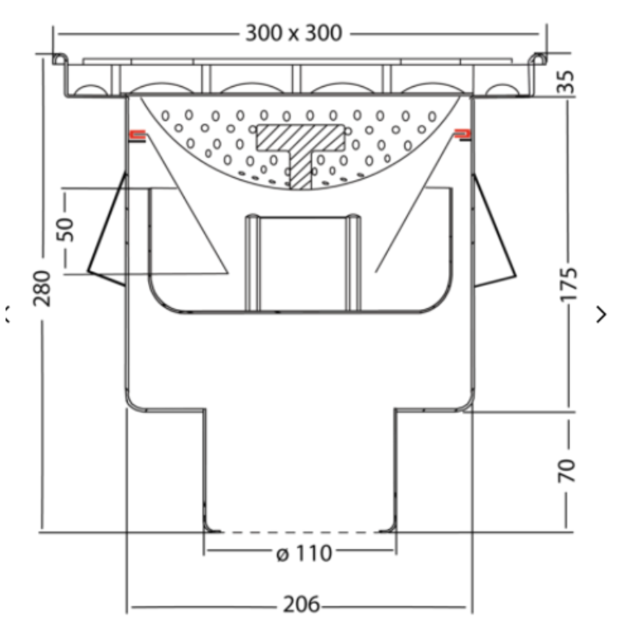 Drain industriel en acier inoxydable | 300 x 300 mm