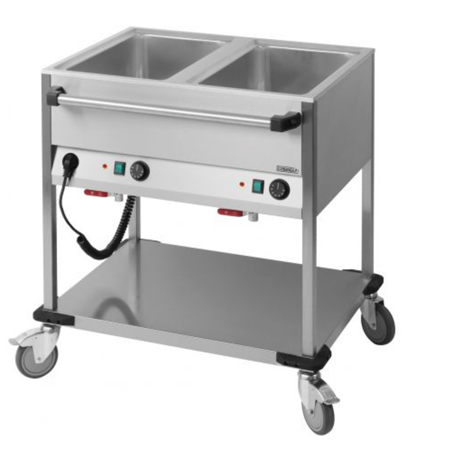 Chariot bain-marie à eau 2x GN 1/1