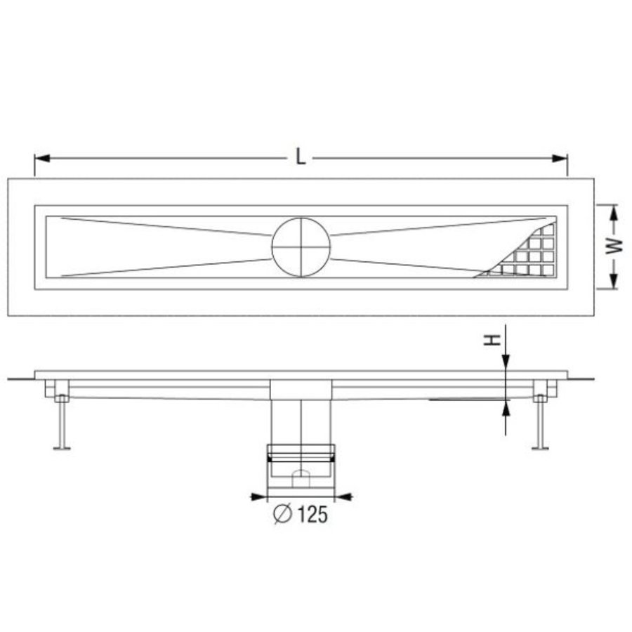 Caniveau à bec vertical | acier inoxydable | 153x1011x60 mm