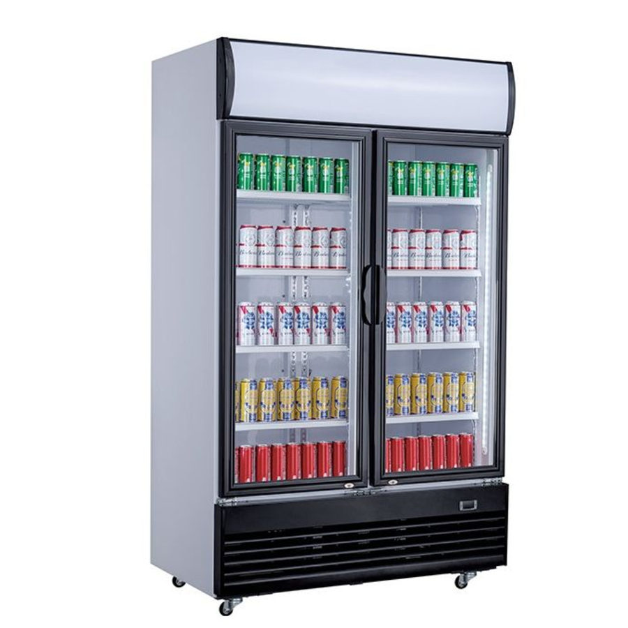 Réfrigérateur 2 portes pivotantes en verre Gris Noir 1000L | 1,2 x 0,73 x 2,135 m