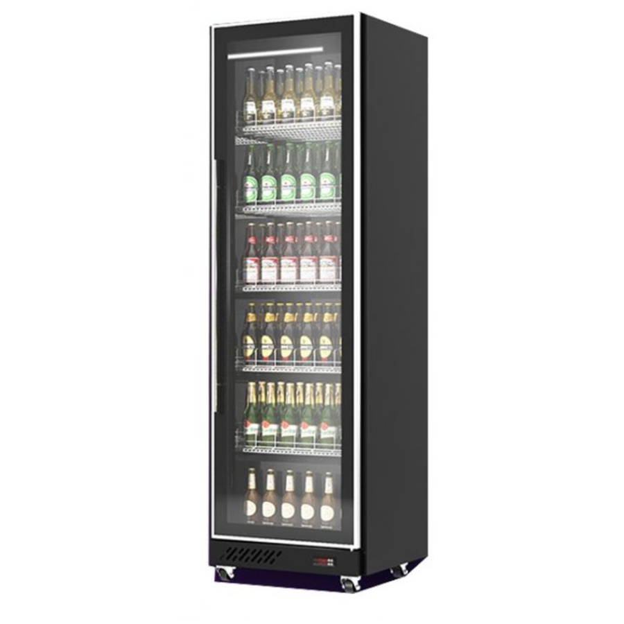 Réfrigérateur 1 porte pivotante vitrée  Noir 387L | 0,62 x 0,6 x 1,98 m