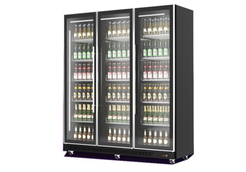  Combisteel Réfrigérateur pour boissons 3 portes pivotantes vitrées  | Noir | 1,68 x 0,6 x 1,98 m 