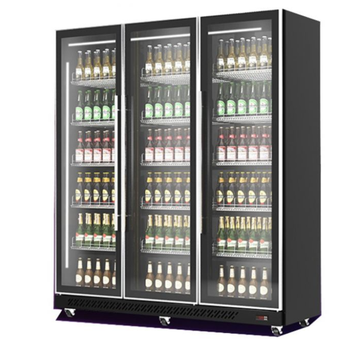  Combisteel Réfrigérateur pour boissons 3 portes pivotantes vitrées  | Noir | 1,68 x 0,6 x 1,98 m 