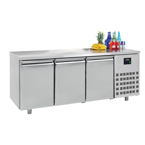  Combisteel Table réfrigérée | Inox | 3 portes | 1,865 x 0,7 x 0,85 m 