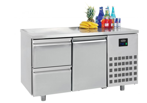  Combisteel Table réfrigérée | Inox | 1 porte & 2 tiroirs | 1,4 x 0,7 x 0,85 m 