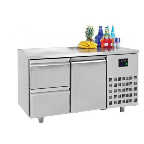  Combisteel Table réfrigérée | Inox | 1 porte & 2 tiroirs | 1,4 x 0,7 x 0,85 m 