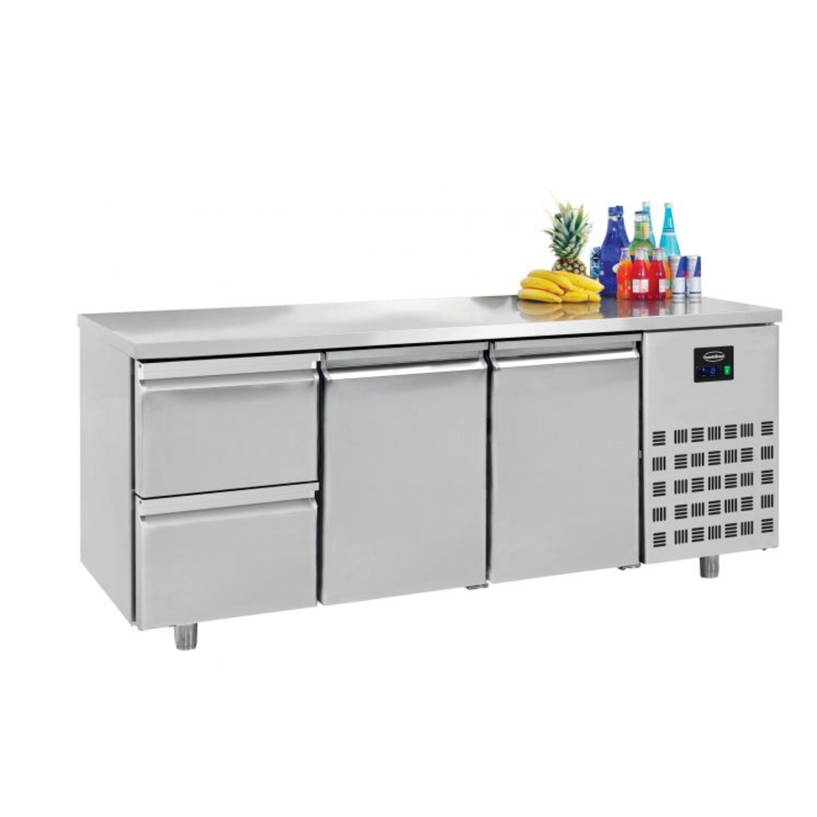Table réfrigérée | Inox| 2 portes & 2 tiroirs | 1,865 x 0,7 x 0,85  m