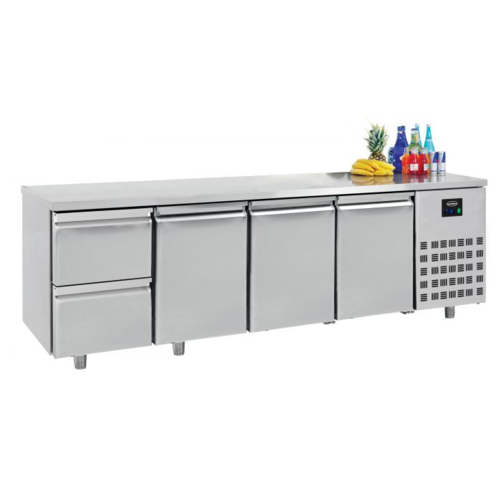  Combisteel Table réfrigérée | Inox | 3 portes & 2 tiroirs | 2,33 x 0,7 x 0,85 m 