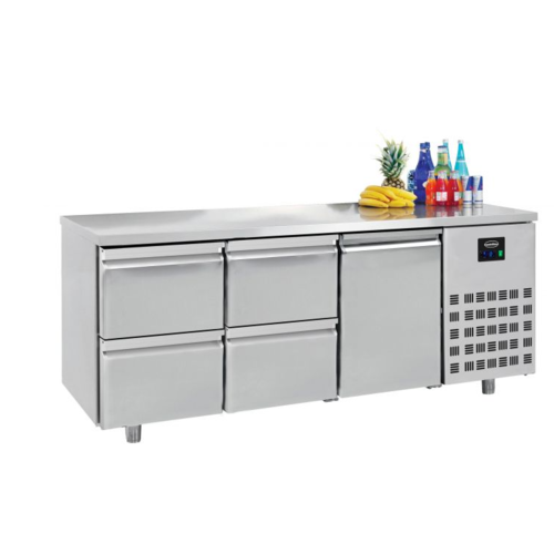  Combisteel Table réfrigérée | 1 porte & 4 tiroirs | 1,865 x 0,7 x 0,85 m 