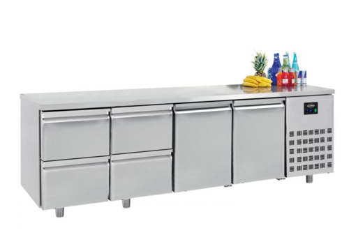  Combisteel Table réfrigérée | 2 portes & 4 tiroirs | Inox | 2,33 x 0,7 x 0,85 m 