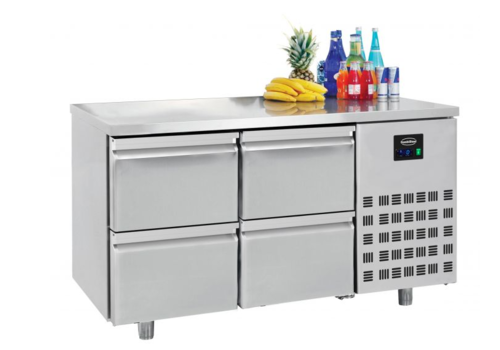  Combisteel Table réfrigérée | Inox | 4 tiroirs | 1,4 x 0,7 x 0,85 m 
