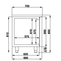 Table réfrigérée | Inox | 4 tiroirs | 1,4 x 0,7 x 0,85 m