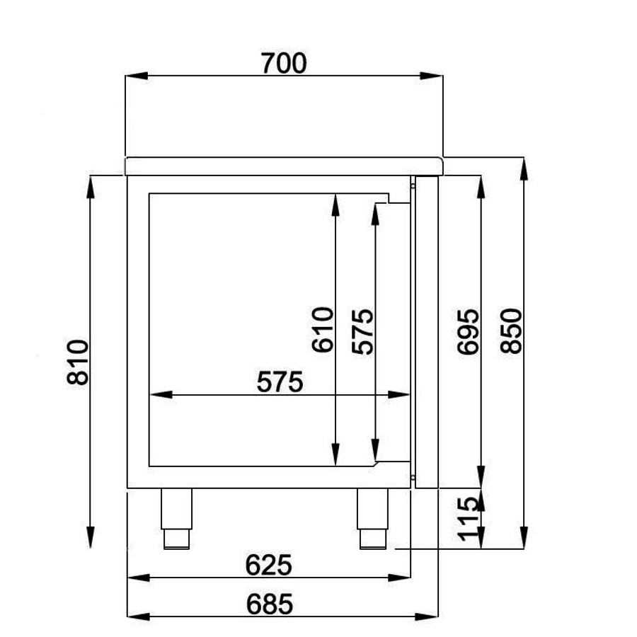 Table réfrigérée | Inox | 4 tiroirs | 1,4 x 0,7 x 0,85 m