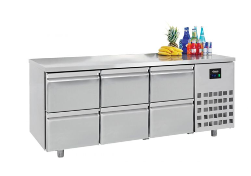  Combisteel Table réfrigérée | Inox | 6 tiroirs | 1,865 x 0,7 x 0,85 m 