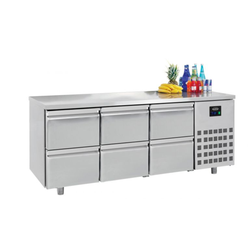  Combisteel Table réfrigérée | Inox | 6 tiroirs | 1,865 x 0,7 x 0,85 m 