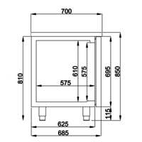 Table réfrigérée | Inox | 6 tiroirs | 1,865 x 0,7 x 0,85 m