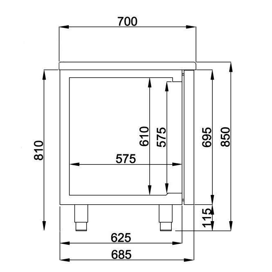 Table réfrigérée | Inox | 6 tiroirs | 1,865 x 0,7 x 0,85 m