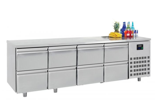  Combisteel Table réfrigérée | Inox | 8 tiroirs | 2,33 x 0,7 x 0,85 m 