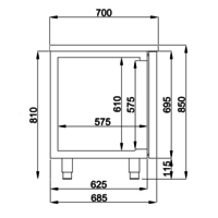 Table réfrigérée | Inox | 8 tiroirs | 2,33 x 0,7 x 0,85 m