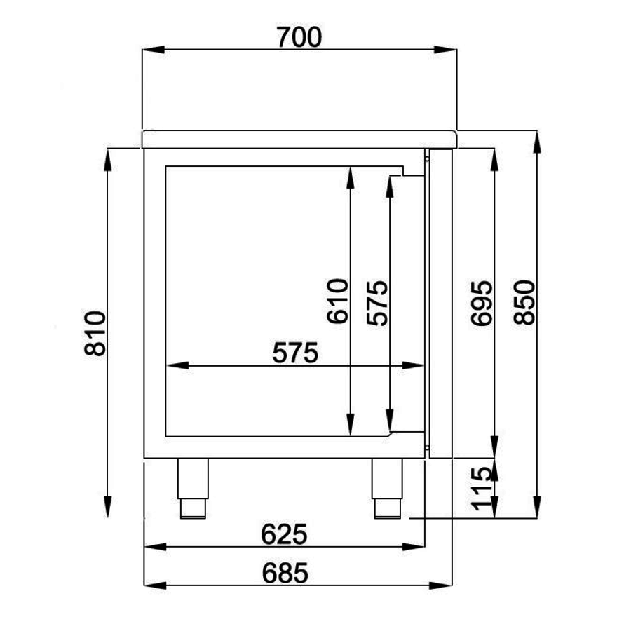 Table réfrigérée | Inox | 8 tiroirs | 2,33 x 0,7 x 0,85 m