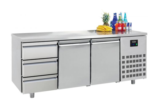  Combisteel Table réfrigérée | Inox | 2 portes & 3 tiroirs | 1,865 x 0,7 x 0,850 m 