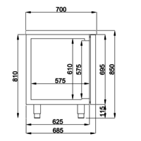 Table réfrigérée | Inox | 1 porte & 6 tiroirs | 1,865 x 0,7 x 0,85 m