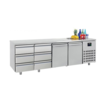 Combisteel Table réfrigérée | Inox | 2 portes & 6 tiroirs | 2,33 x 0,7 x 0,85 m