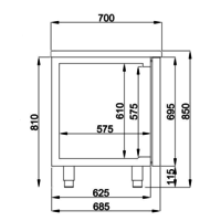 Table réfrigérée | Inox | 6 tiroirs | 1,4 x 0,7 x 0,85 m