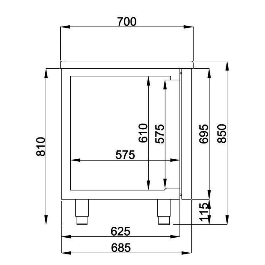 Table réfrigérée | Inox | 6 tiroirs | 1,4 x 0,7 x 0,85 m