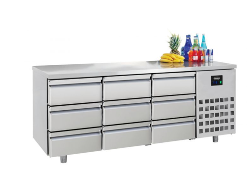  Combisteel Table réfrigérée | Inox | 9 tiroirs | 1,865 x 0,7 x 0,85 m 