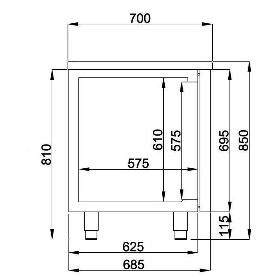 Table réfrigérée | Inox | 9 tiroirs | 1,865 x 0,7 x 0,85 m