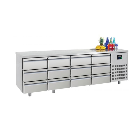  Combisteel Table réfrigérée | Inox | 12 tiroirs | 2,33 x 0,7 x 0,85 m 