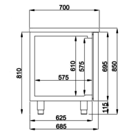 Table réfrigérée | Inox | 12 tiroirs | 2,33 x 0,7 x 0,85 m