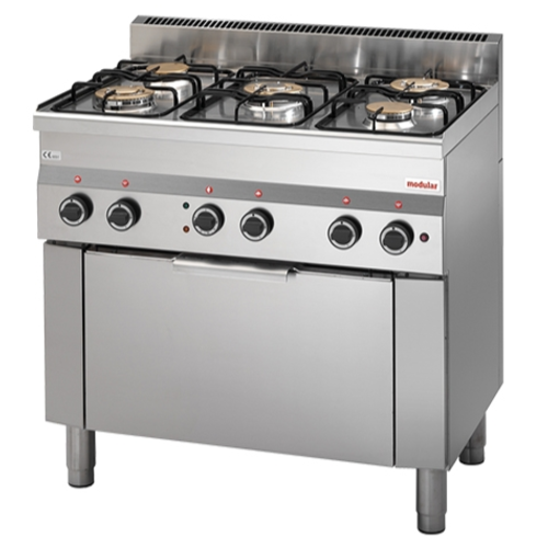  Modular Fourneau a gaz | 5 bruleurs + Grill électrique |  17400W  | 90x60x85cm 