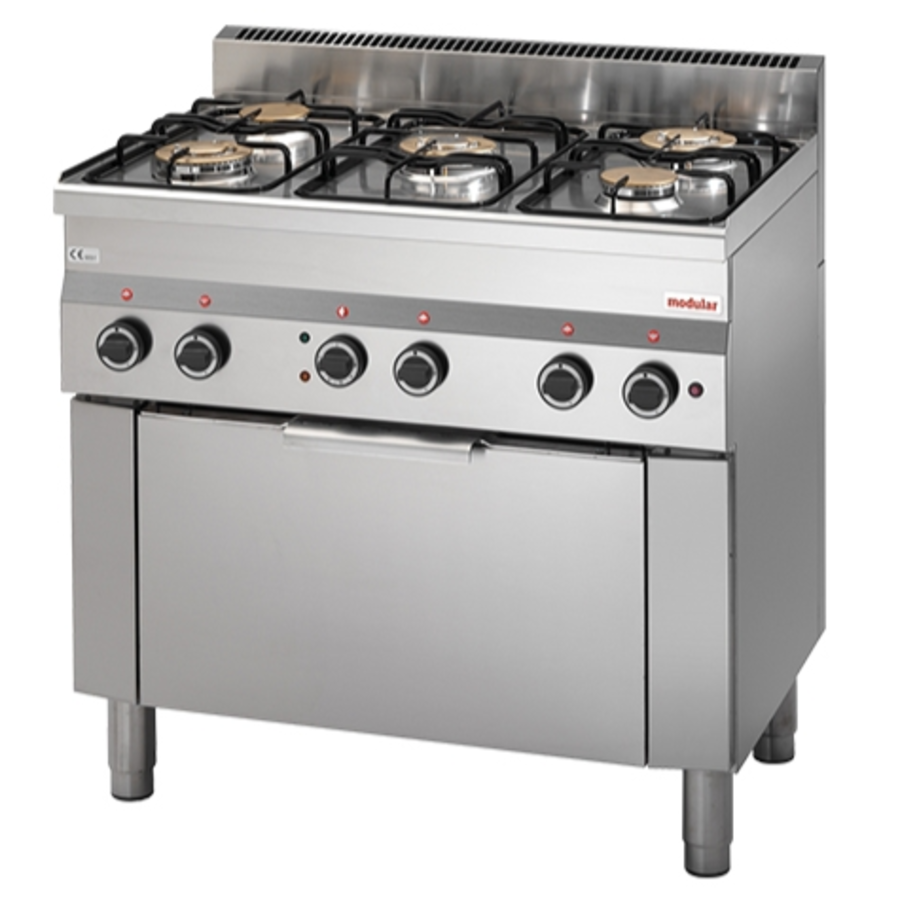 Fourneau a gaz | 5 bruleurs + Grill électrique |  17400W  | 90x60x85cm