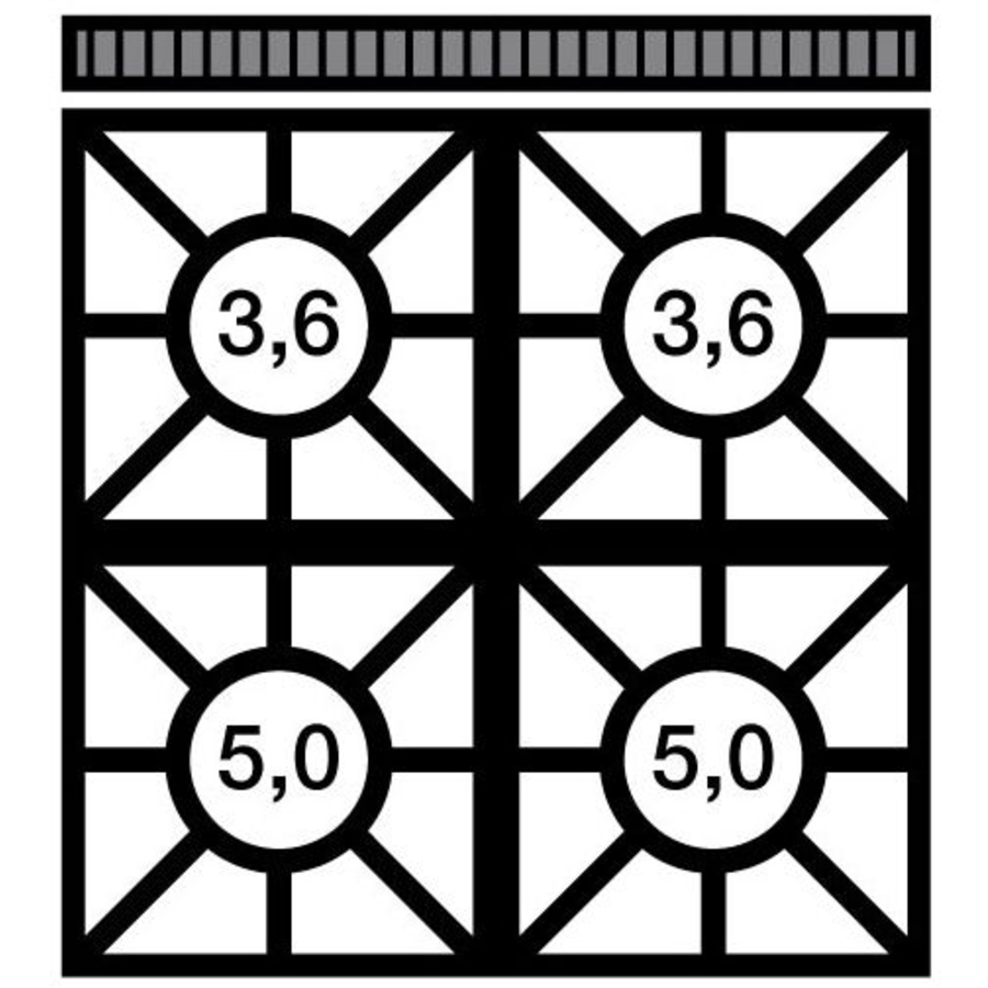 Table de cuisson  650 | Gaz | 4 bruleurs | avec chassis ouvert  | 17200W |  70x65x85cm