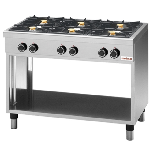  Modular Table de cuisson 650 | Gaz | 6 brûleurs avec chassis ouvert | 25800 W | 110x65x85 cm 