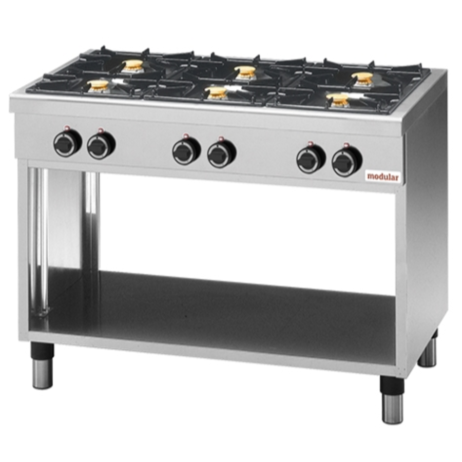 Table de cuisson 650 | Gaz | 6 brûleurs avec chassis ouvert | 25800 W | 110x65x85 cm