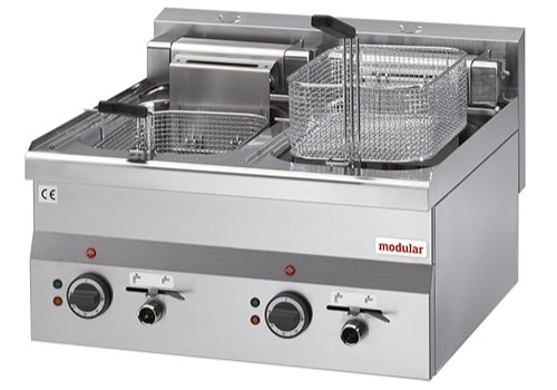  Modular Friteuse 600 | Électrique 400V | 15000W | Avec  robinet de vidange | 2x10 litres | 60x60x28 cm 