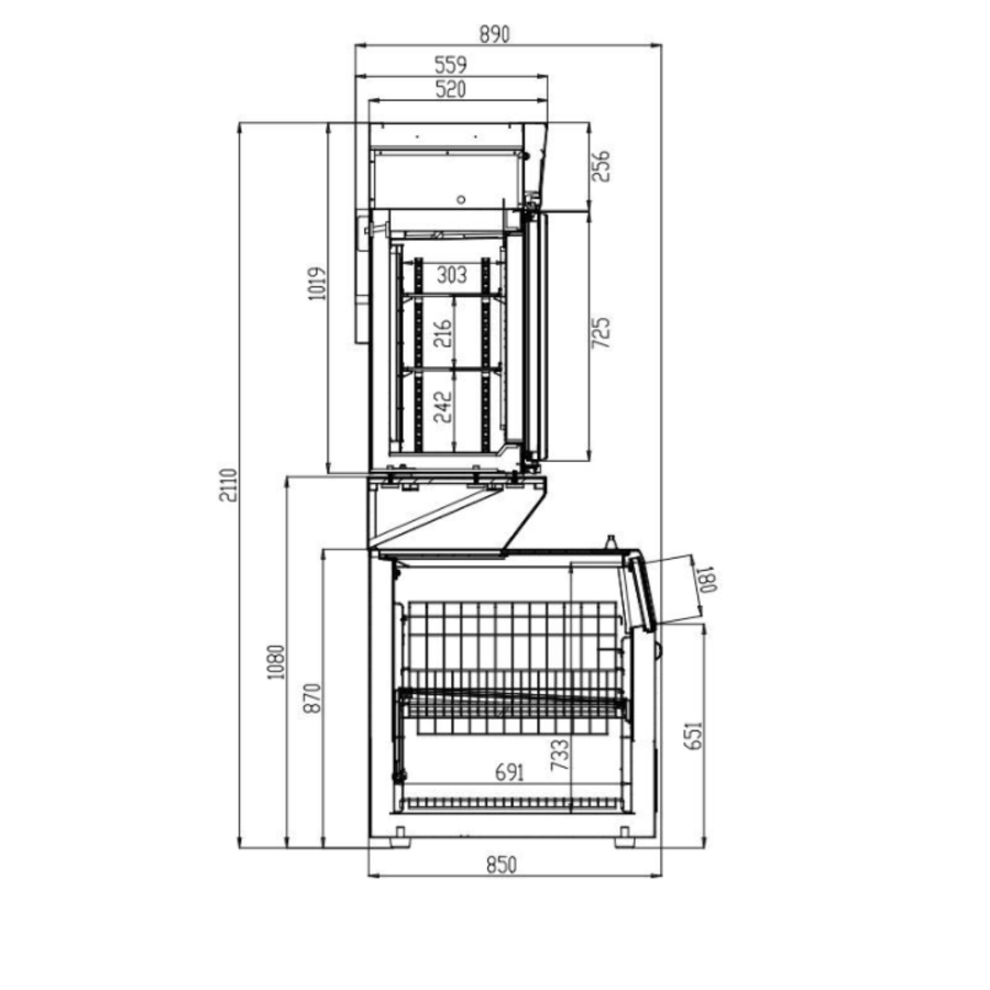 Réfrigérateur Libre Service Haut | 3 Portes Vitrées|| 2104x890x(H)2000mm