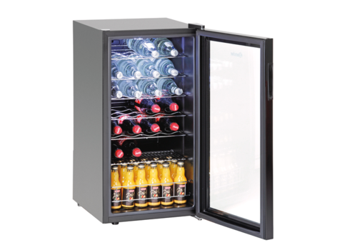  Bartscher Réfrigérateur de boissons Porte battante vitrée noire 43x48,3x83,2cm 88L 