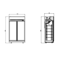 Congélateur 2 portes en verre noir 209,2x71x125,3cm 960L