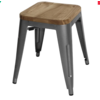 ProChef Tabouret bas l Acier avec assise en bois l 455(H) x 405(L) x 405(P) mm l Lot de 4