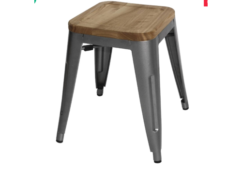  ProChef Tabouret bas l Acier avec assise en bois l 455(H) x 405(L) x 405(P) mm l Lot de 4 