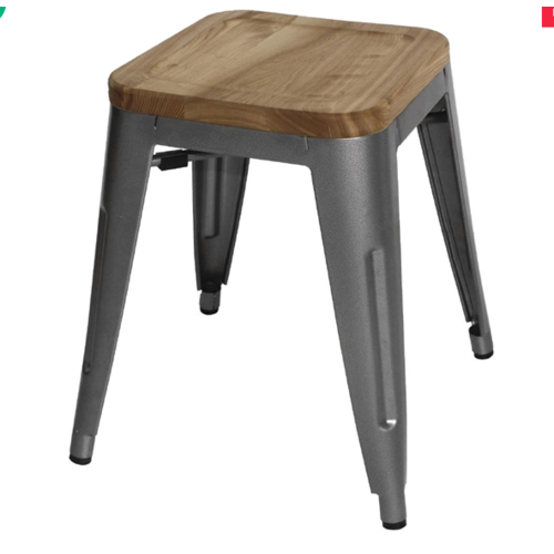  ProChef Tabouret bas l Acier avec assise en bois l 455(H) x 405(L) x 405(P) mm l Lot de 4 