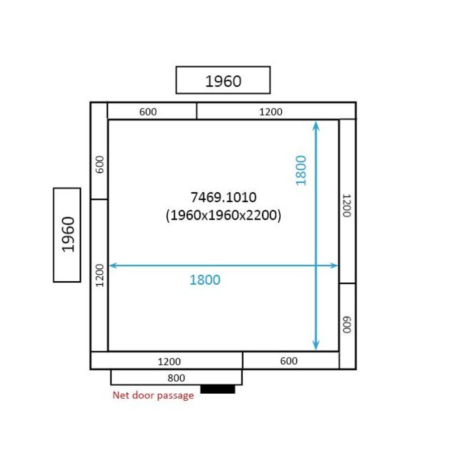 Chambre froide positive | 196x196x220cm | 0/+10 degrés