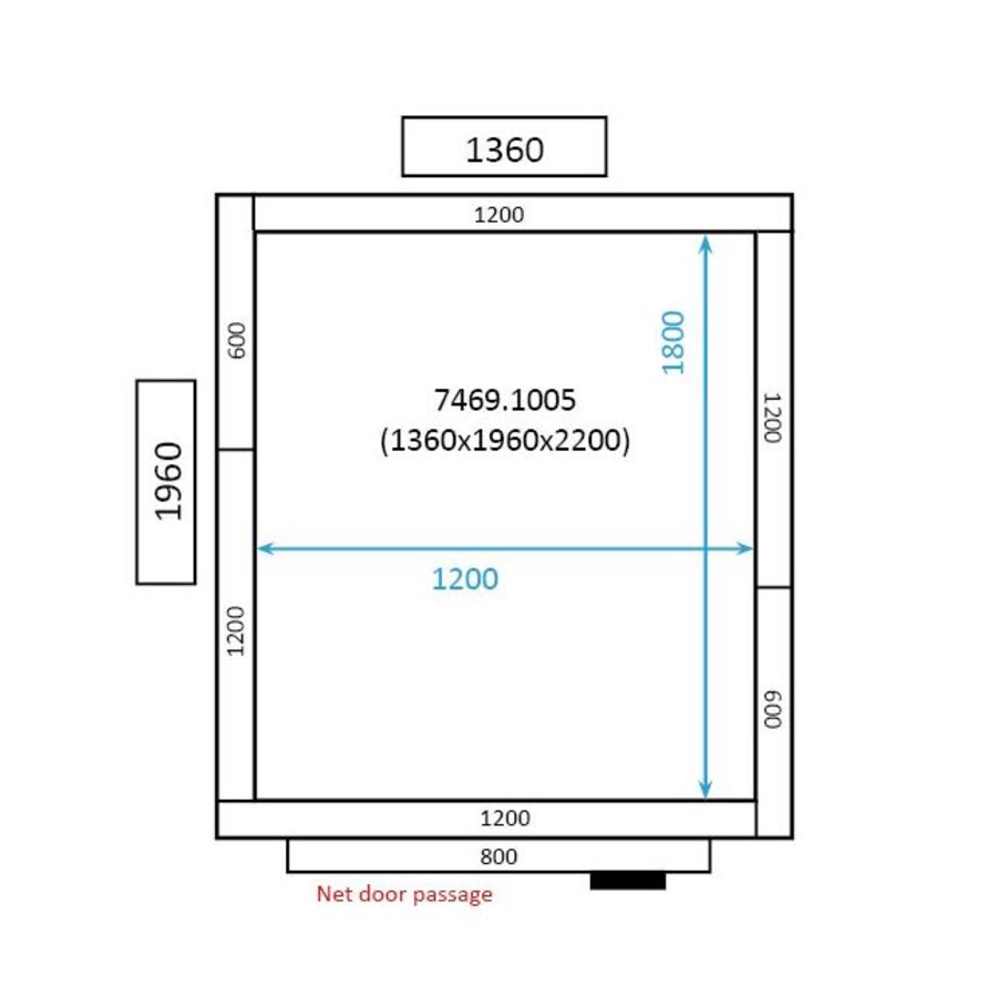 Chambre froide positive | 136x196x220cm | 0/+10 degrés